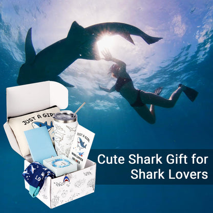 Bayelove Shark Gifts for Women Best Shark Lovers Week Gift for Women Funny Sharks Stuff Include Makeup Bag Socks Notepad Tumbler Mug Keychain Brecelet Gift Card for Birthday Christmas Mothers Day