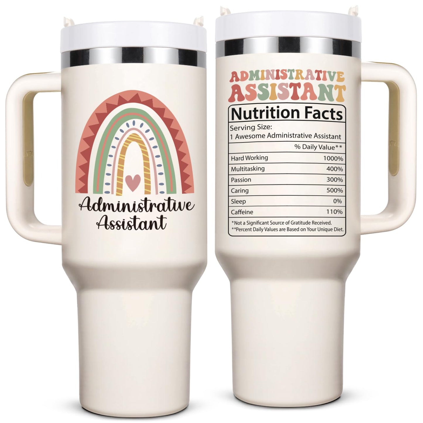Lifecapido Administrative Professional Day Gifts, Administrative Assistant 40oz Tumbler with Handle, Administrative Assistant Gifts, Birthday Gift for Women Administrative Assistant, Creamy