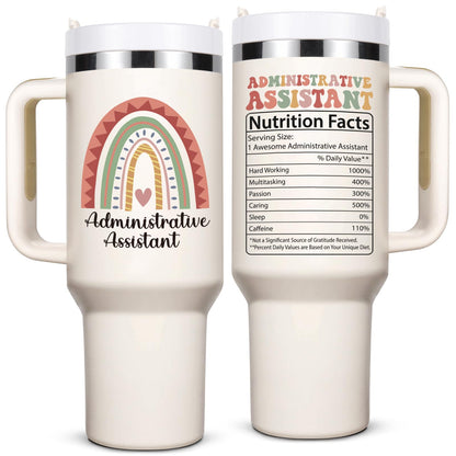 Lifecapido Administrative Professional Day Gifts, Administrative Assistant 40oz Tumbler with Handle, Administrative Assistant Gifts, Birthday Gift for Women Administrative Assistant, Creamy