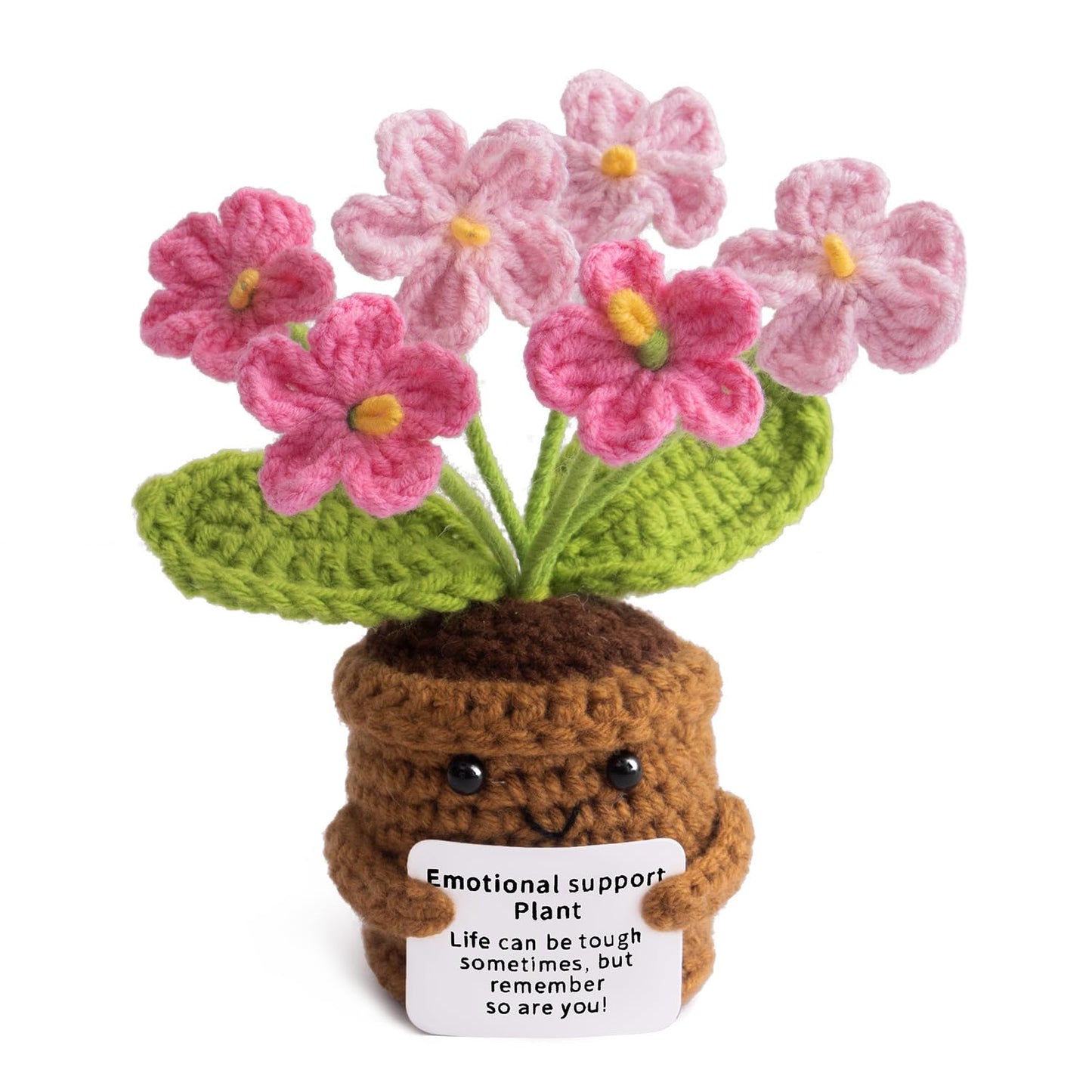Handmade Positive Flower Crochet - Life is Tough But So are You - Inspirational Gift for Women - Thank You, Appreciation, Birthday Gift for Teacher, Mom, Friend, Coworker - Knitted Decor