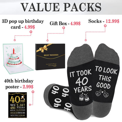 Juesly Birthday Gifts for Men with Mens Novelty Socks,Pop Up Birthday Card, Poster and Gift Box