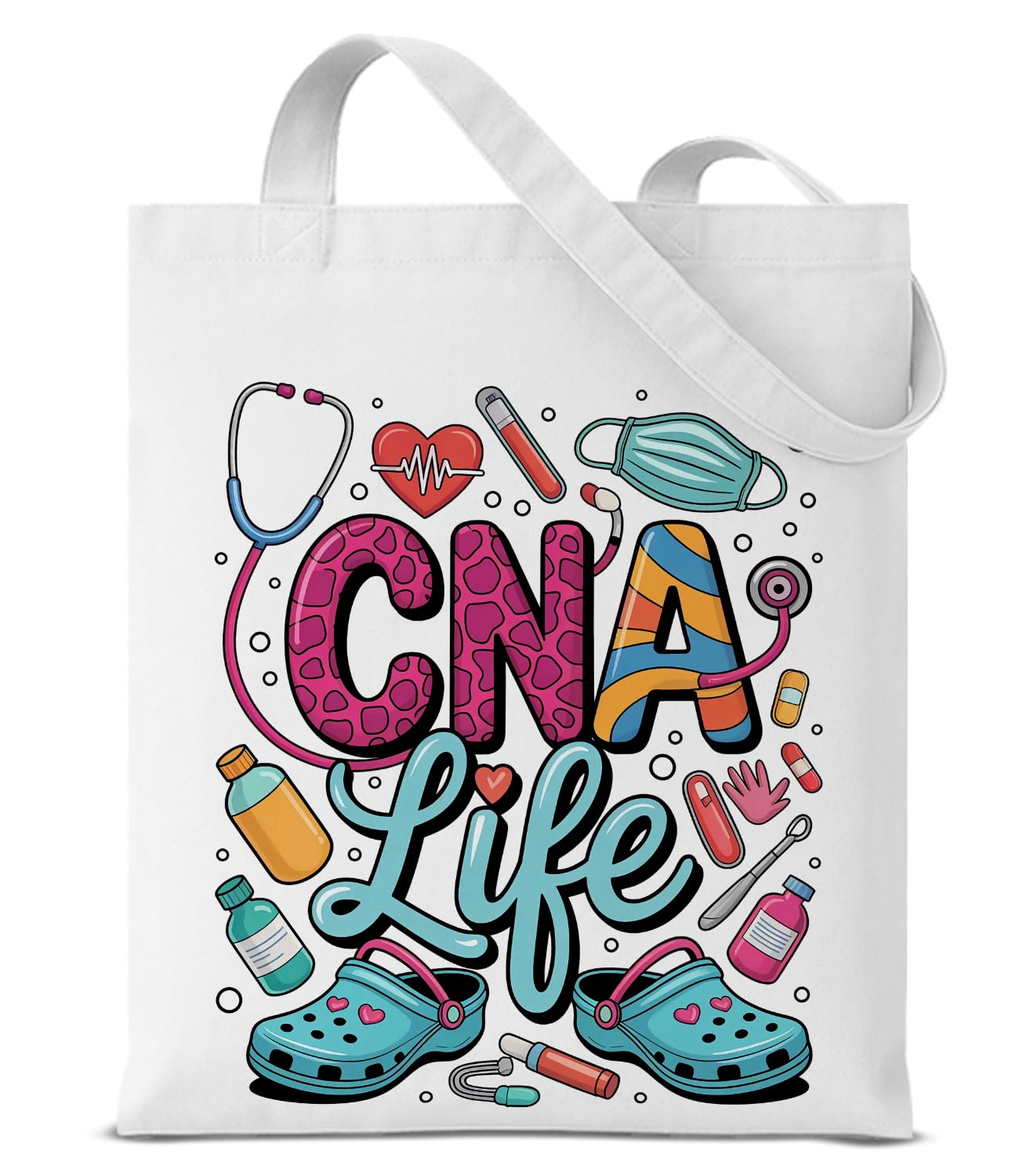 Nurse Canvas Tote Bag for Women Cute Reusable Grocery Shoulder Bag Gifts for Nurse