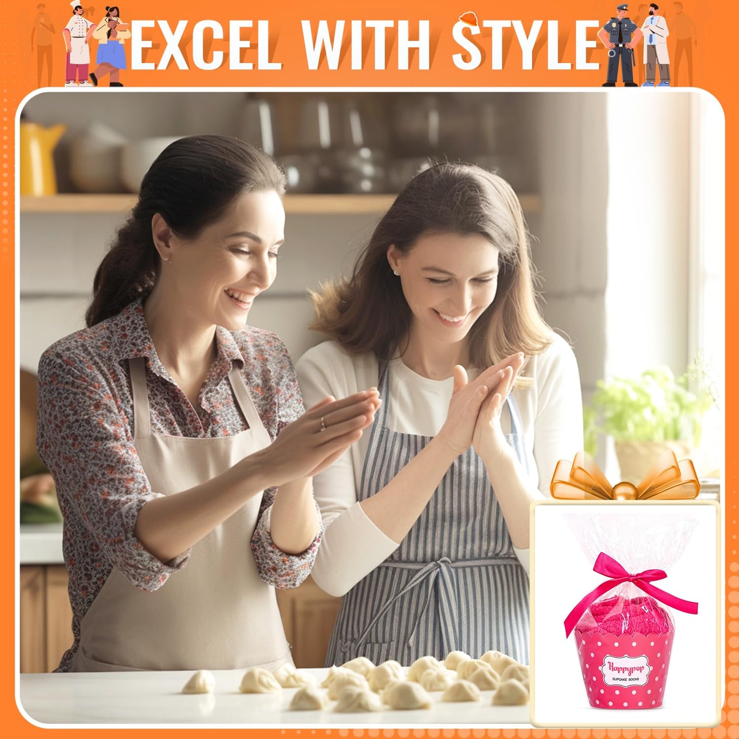 HAPPYPOP Baker Gifts for Women - Pastry Socks 'Lets Get Baked', Baking Socks for Women