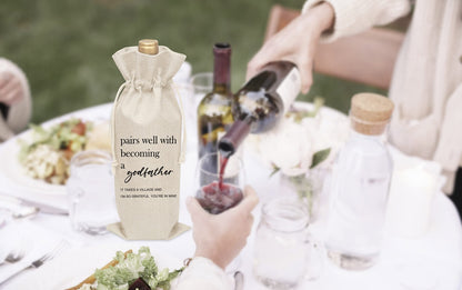 Godfather Gift Wine Bag, Wine Bag For Godfather, Godparent, Uncle, Baptism, 1 Pc Wine Bottle Cover Gift Bag (Hf06)
