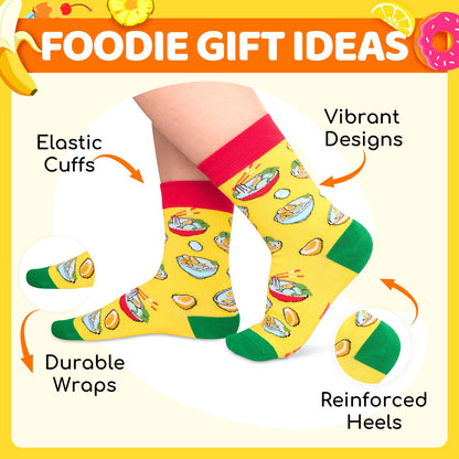 HAPPYPOP Food Socks for Kids - Hot Dog Ramen Gifts for Boys Girls, Taco Popcorn Socks