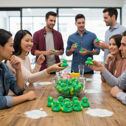 Deekin 24 Pcs Mental Health Rubber Duck Bulk Green Ribbon Mental Health Awareness Items Gifts for Self Care Adults Charity Office Therapist Favors