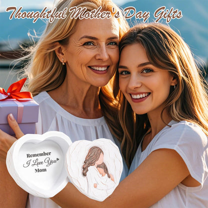 Mom and Daughter Figurine Small Keepsake Box - Mothers Day Birthday Gift for Best Moms from Daughter, Mother of The Bride Gifts - Mother in Law Gifts, 3D Resin Hand-Painted Jewelry & Trinket Box