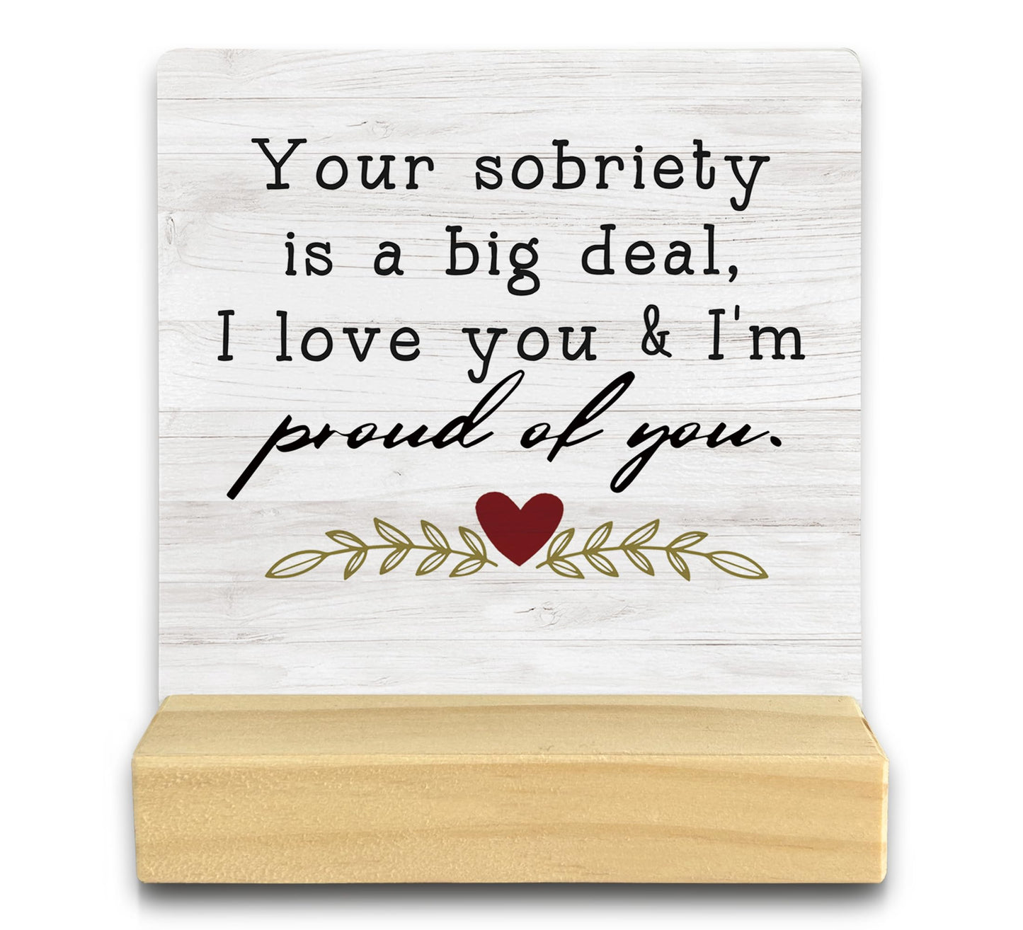 QASHWEY Sobriety Gifts for Women Men - Your Sobriety is a Big Deal Wood Plaque Sign Desk Decor, Encouraging Gifts, Recovery Gift,Motivational Wood Plaque Sign Desk Decor with Wooden Stand for Home