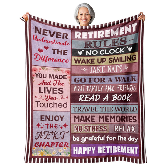 Retirement Gift for Woman - Retirement Gifts for Women Men 2026 - Happy Retirement Gifts for Women Mom Teacher Nurse Coworker Retirees - Happy Retirement Party Decorations - Retirement Blanket 50"X60"