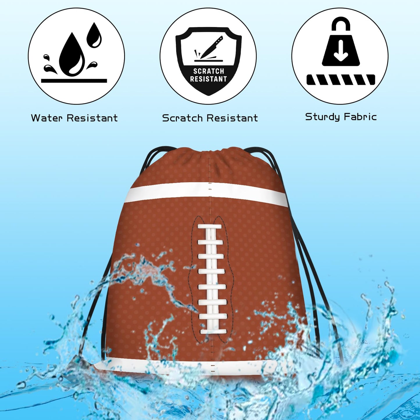 16 Pack Superbowl Party Decorations Football Drawstring Gift Bags Football Party Decorations for Kids Football Snack Goodie Treat Bag for Football Themed Birthday Sports Party Gift,9.8 x 11.8 Inches