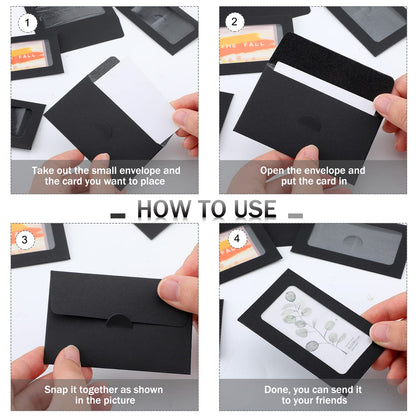 120 Packs Window Gift Card Envelopes Gift Sleeves Credit Size Business Invitation Card Envelopes for Christmas Thanksgiving Gifts, 3.9 x 2.4 Inch(Classic,Black)