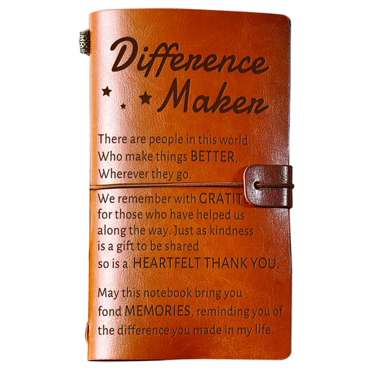PRSTENLY Difference Maker Leather Journal, Thank You Gifts for Women Men- Administrative Professional Day Gifts 140 Page Refillable Notebooks, Employee Appreciation Gift for Coworkers Teacher Doctor Nurse Pastor Boss Leader Coach Mentor