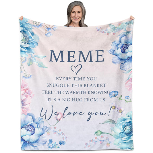 Meme Gifts, Meme Birthday Gifts, Meme Blanket 60" x 50", Grandma Gifts for Meme, Mother's Day Meme Gifts, Meme Gifts from Grandchildren, Meme Gifts for Christmas