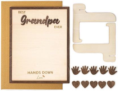 Best Grandpa Ever Gifts - Personalized Wooden Handprint Plaque, DIY Keepsake Craft Kit from Grandkids, Meaningful Family Decor to Capture Precious Memories, Unique Birthday Christmas Gift for Grandpa