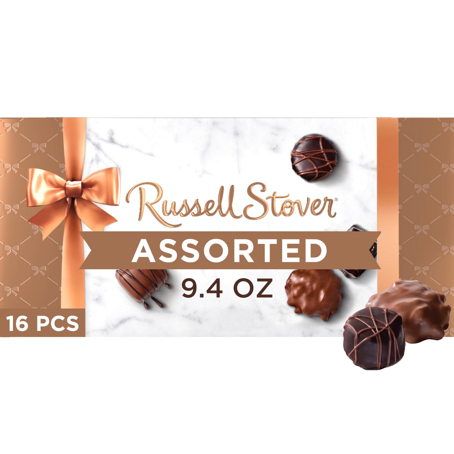 Russell Stover, Assorted Milk and Dark Chocolates, Chocolate Gift Box, 9.4 Ounce (17 Pieces)