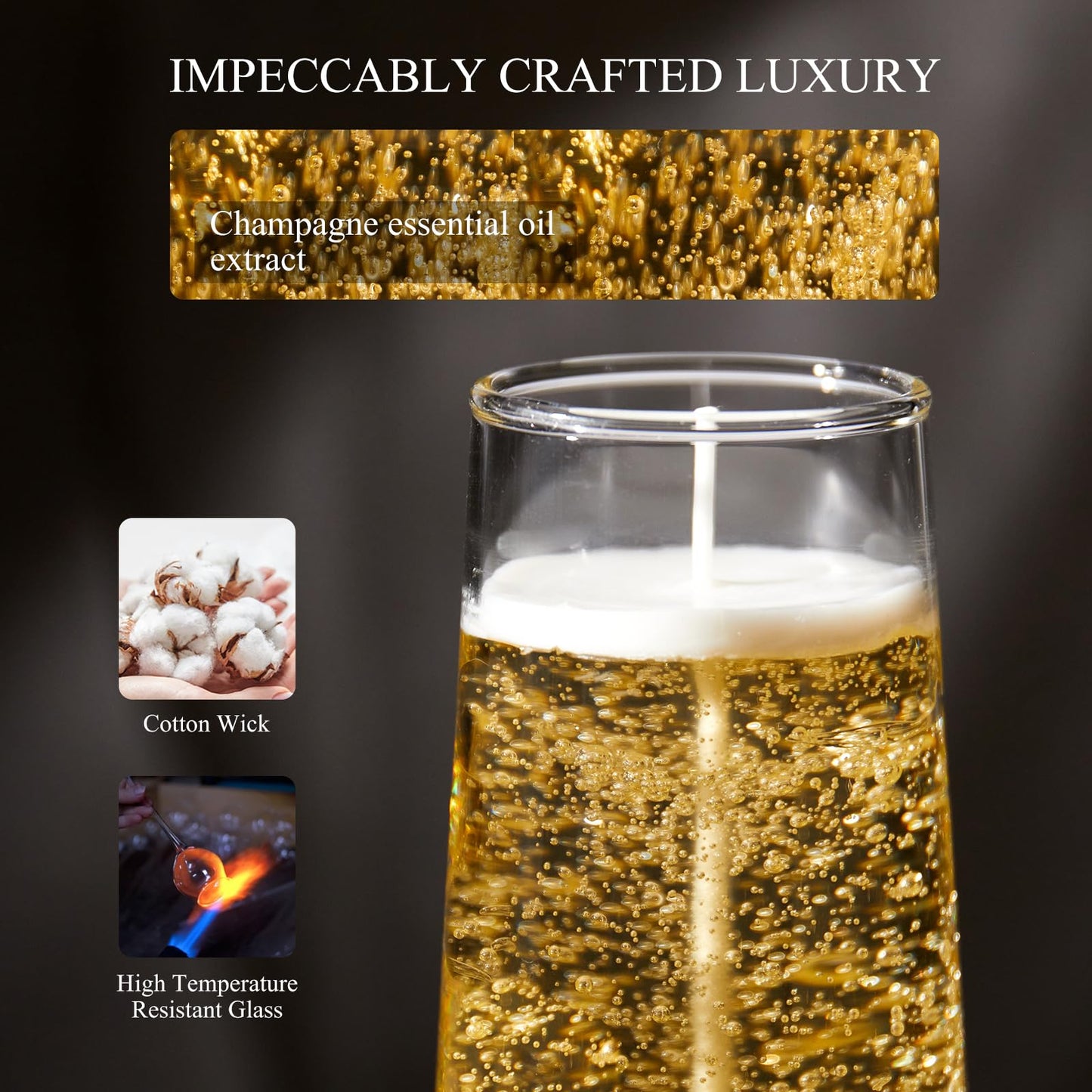 Champagne Candle - Realistic Hand-Poured Cocktail Candle, Birthday Gift for Women & Men, Party Wedding Home Bar Decor (Champagne)