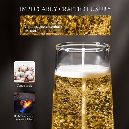 Champagne Candle - Realistic Hand-Poured Cocktail Candle, Birthday Gift for Women & Men, Party Wedding Home Bar Decor (Champagne)