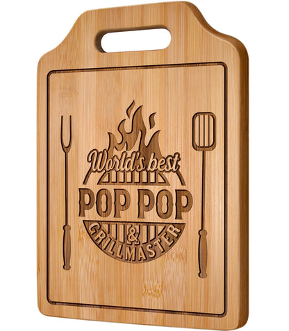 AceThrills Pop Pop Gifts for Pop Pop Christmas Gifts for Birthday, Fathers Day - 12.2"L × 8.7"W × 0.4"Th Engraved Bamboo Cutting Board
