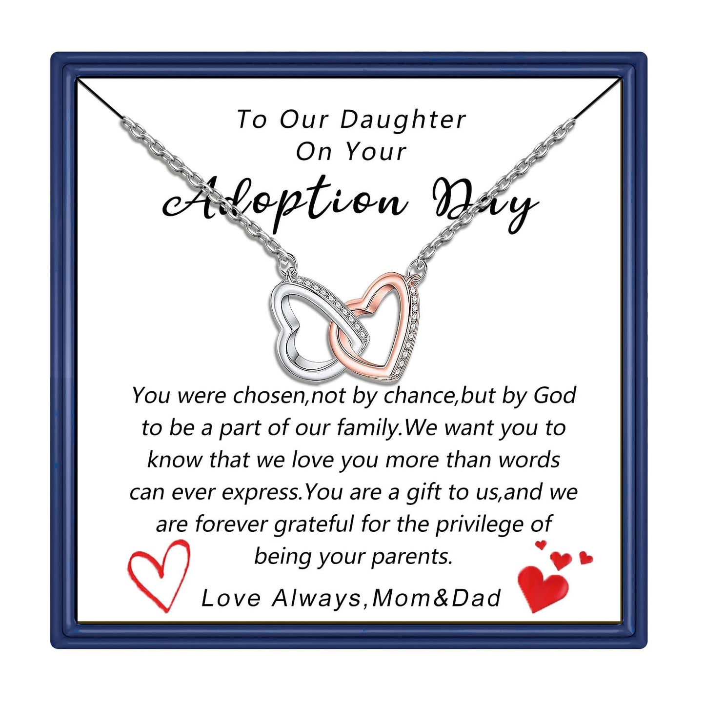 MollyQueen Adoption Gifts Adoption Day Gifts Adoptive Jewelry Interlocking Heart Necklace