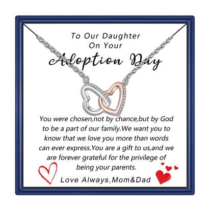 MollyQueen Adoption Gifts Adoption Day Gifts Adoptive Jewelry Interlocking Heart Necklace