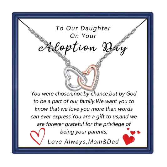 MollyQueen Adoption Gifts Adoption Day Gifts Adoptive Jewelry Interlocking Heart Necklace