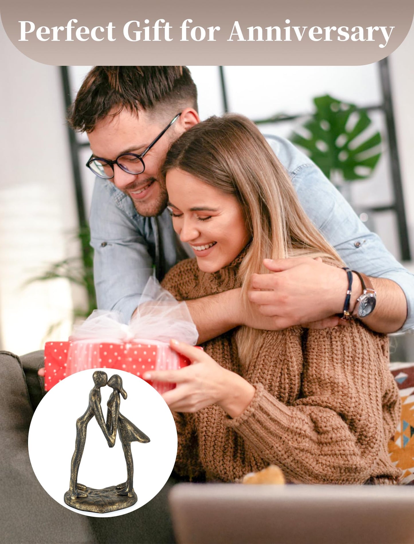 Sziqiqi 8th Anniversary Couple Gifts: 8 Year Anniversary Wedding Gifts for Him Her - 8th Wedding Gift for Husband Wife - Gift for Christmas Birthday Valentines Day Kissing Couple Figurines