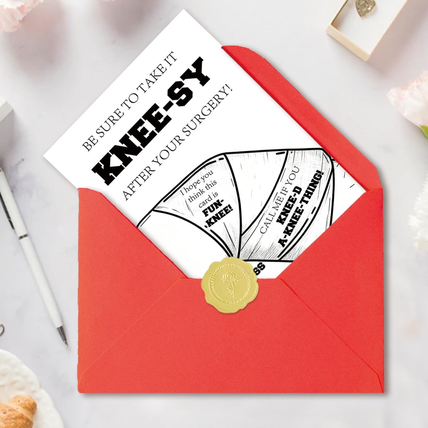 Funny Get Well Soon Knee Card, Humor Speedy Surgery Recovery Gifts for Women Men, After Knee Surgery Card Gift for Him Her
