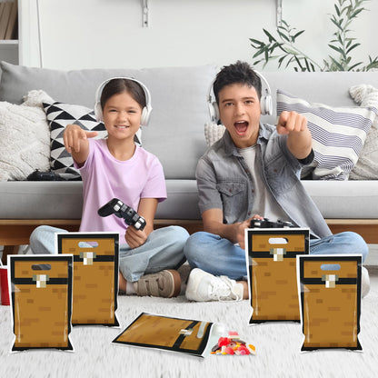 50Pcs Pixel Treasure Chest Favors Bag Pixel Birthday Party Plastic Gift Bags Video Game Party Candy Bag Video Game Theme Goodie Treat Bags for Kids Gamer Birthday Decoration Supplies 9.8 x 6.5Inch