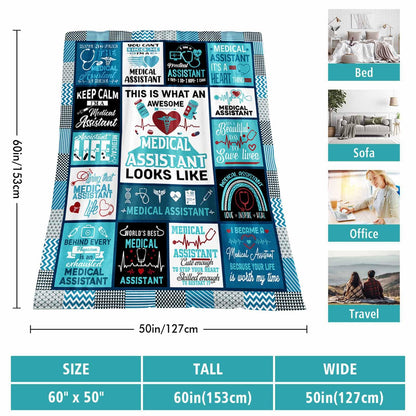 Medical Assistant Gifts for Women Men Bulk, Birthday Gifts for Medical Assistant, MA Gift Blanket 60" X 50", MA Week Appreciation Gift