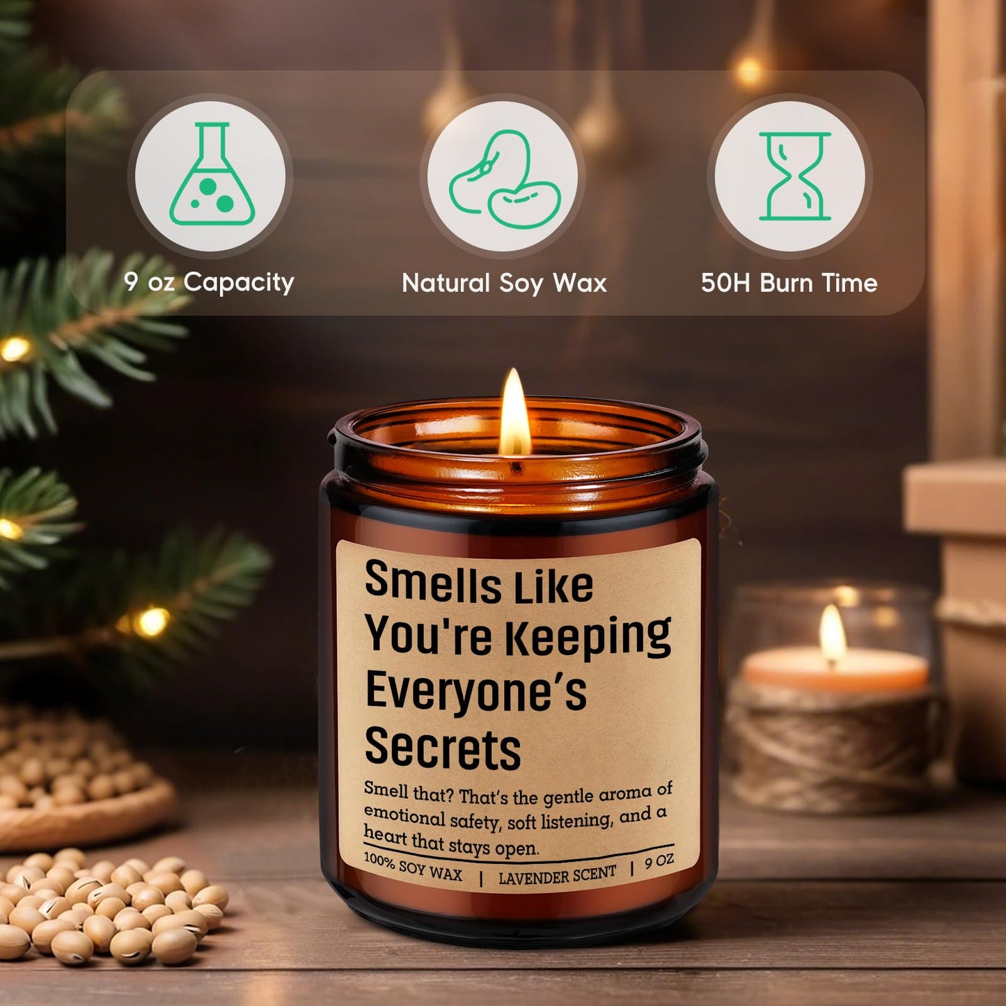 GSPY Scented Candle, Therapist Gifts, Counselor Appreciation Gifts - Mental Health, Psychology Graduation, Therapy Office Decor for Therapist, Psychologist, School Counselor, Social Worker, Women, Men