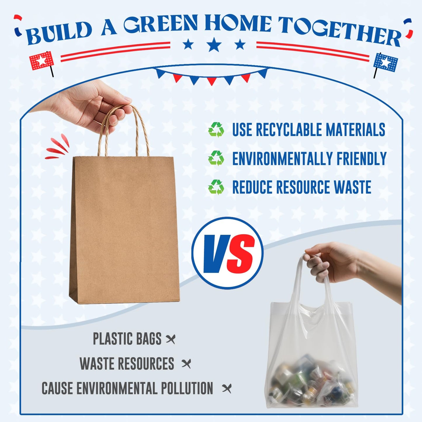 MESHA Brown Paper Bags 8x4.25x10.5 Inch 20Pcs, Paper Bags with Handles, Sturdy Brown Gift Bags for Retail, Birthday Party Favors, Shopping, Small Business (Made in USA)