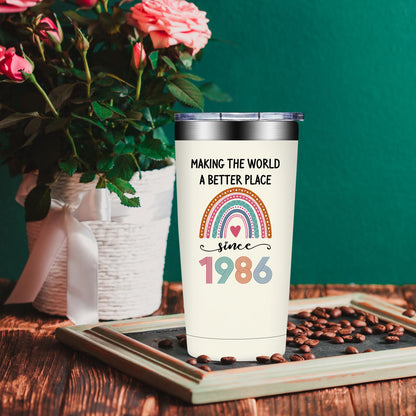 40th Birthday Gifts Women - 1986 40th Birthday Decorations for Women - Turning 40 Year Old Gifts Her - 40 Fabulous Tumbler 20 oz