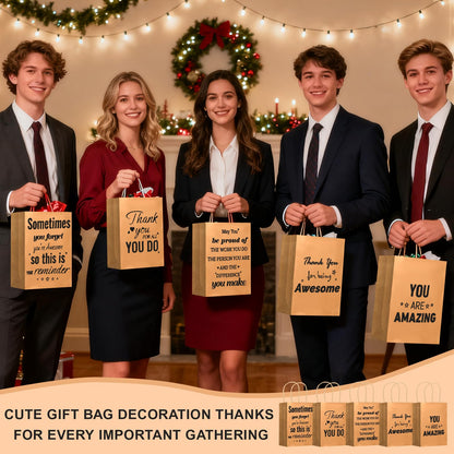 Addblu 30 Pack Employee Appreciation Thank You Gift Bags Bulk with Handles, 8 x 5.9 x 3 Inches for Coworker Staff, Team Gifts, Pastor Day , Customer Service, Teachers , Volunteer, Vet Tech , Nursing , Easter, Holidays(Kraft Paper, 30 Pcs)
