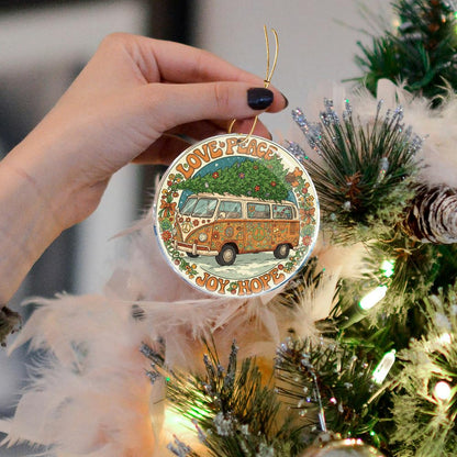 Love Peace Joy Hope 1 - Peace Hippie for Women Boho Decor Family Friend - Christmas Ornaments - Christmas Decorations - 3.6 in Acrylic - Funny Gag Gifts - Stocking Stuffers
