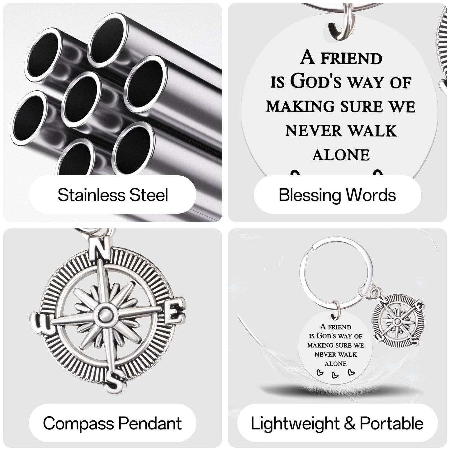 Best Friend Keychain for Women Men – Friendship Compass Keychain Gifts for Best Friends, Birthday Christmas Going Away Farewell Gift for Bestie Coworker