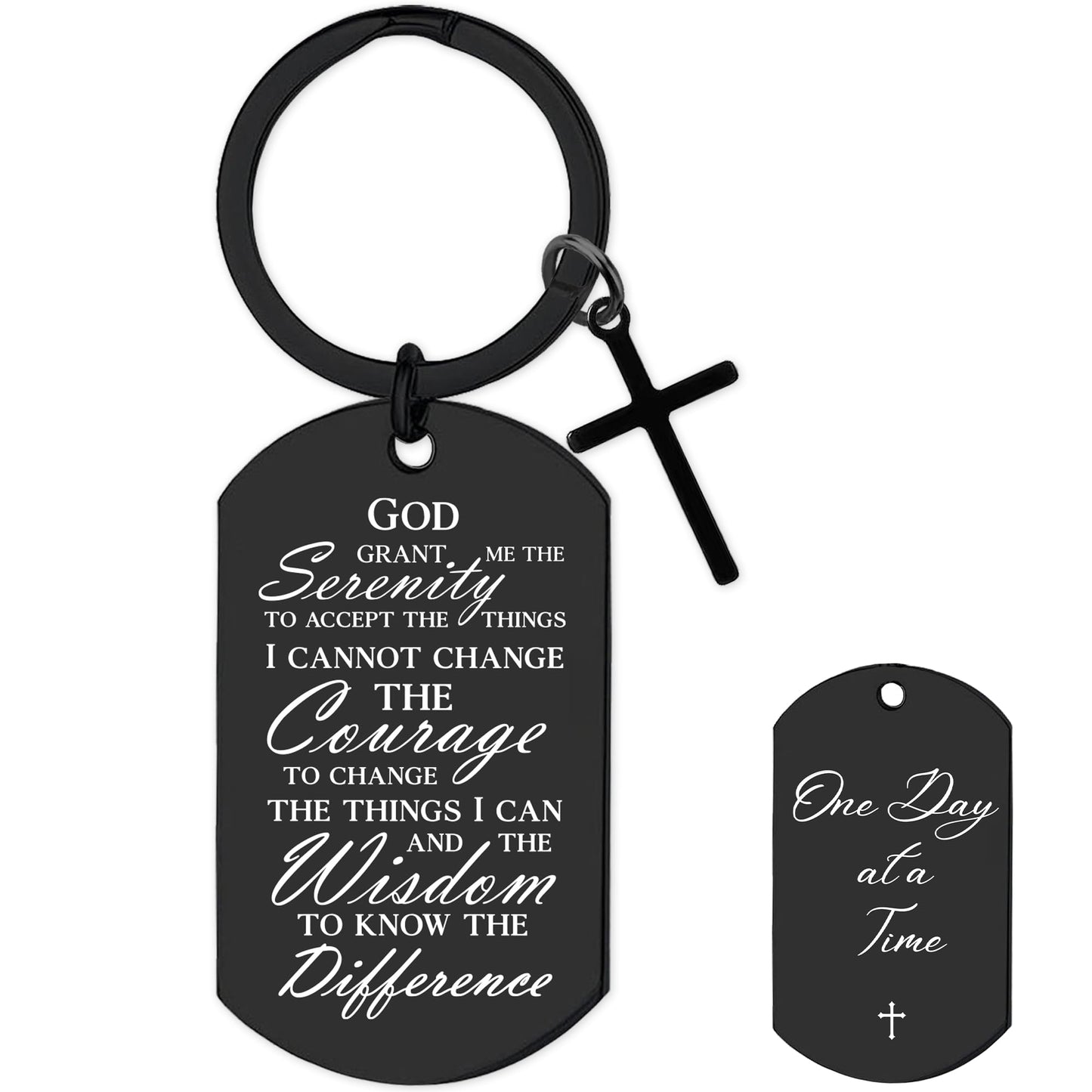 Serenity Prayer Gifts for Women Men - 1 Year Sober Bible Verse Keychain, Inspirational Sobriety Christian AA Recovery Gift