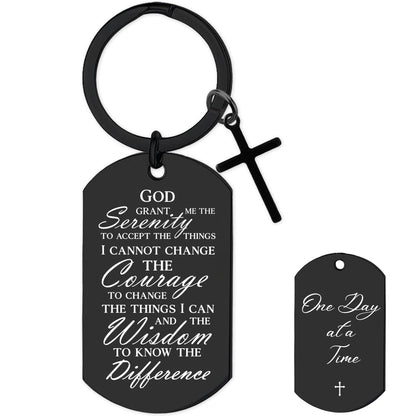 Serenity Prayer Gifts for Women Men - 1 Year Sober Bible Verse Keychain, Inspirational Sobriety Christian AA Recovery Gift