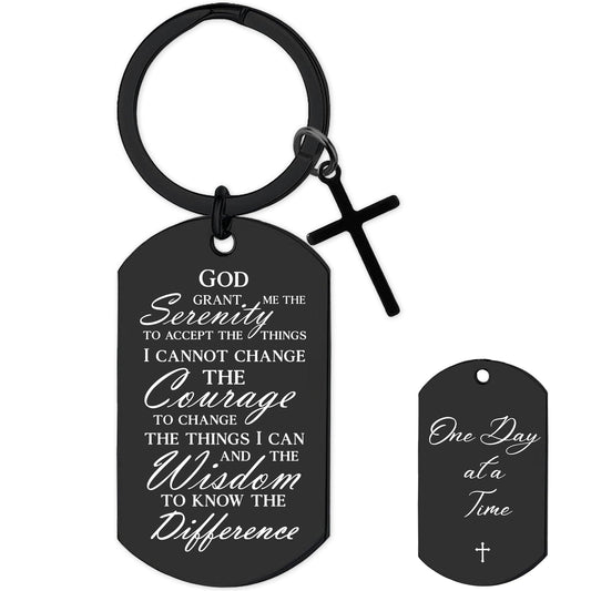 Serenity Prayer Gifts for Women Men - 1 Year Sober Bible Verse Keychain, Inspirational Sobriety Christian AA Recovery Gift