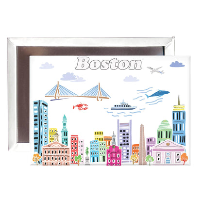 City Themed Artwork Magnet Collection by Beary Blu - Designed in The USA, Collectible Souvenirs Gifts 2.5" x 3.5" (Boston)