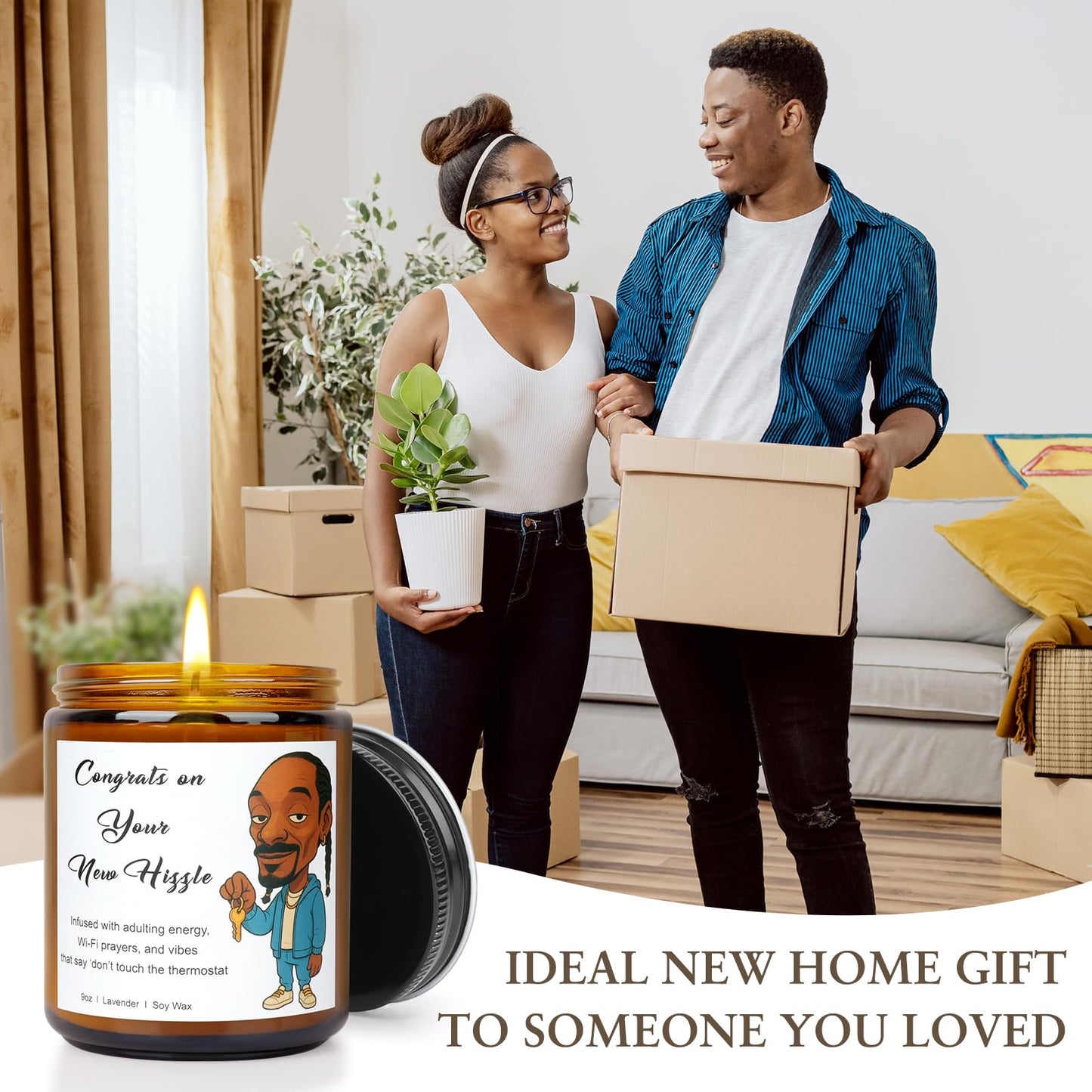 Funny Housewarming Gifts New Home - Lavender Scented Candle Gift for Women & Men, Housewarming Decorations, First Apartment Essentials, Closing Gift for Home Buyers, Congrats on Your New Hizzle