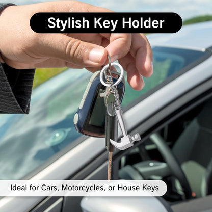 Hammer Keychain Tiny Construction Ornament for Engineers Car Key Stick Figure Tool Creative Metal Chain Pendant Unique Present for Men