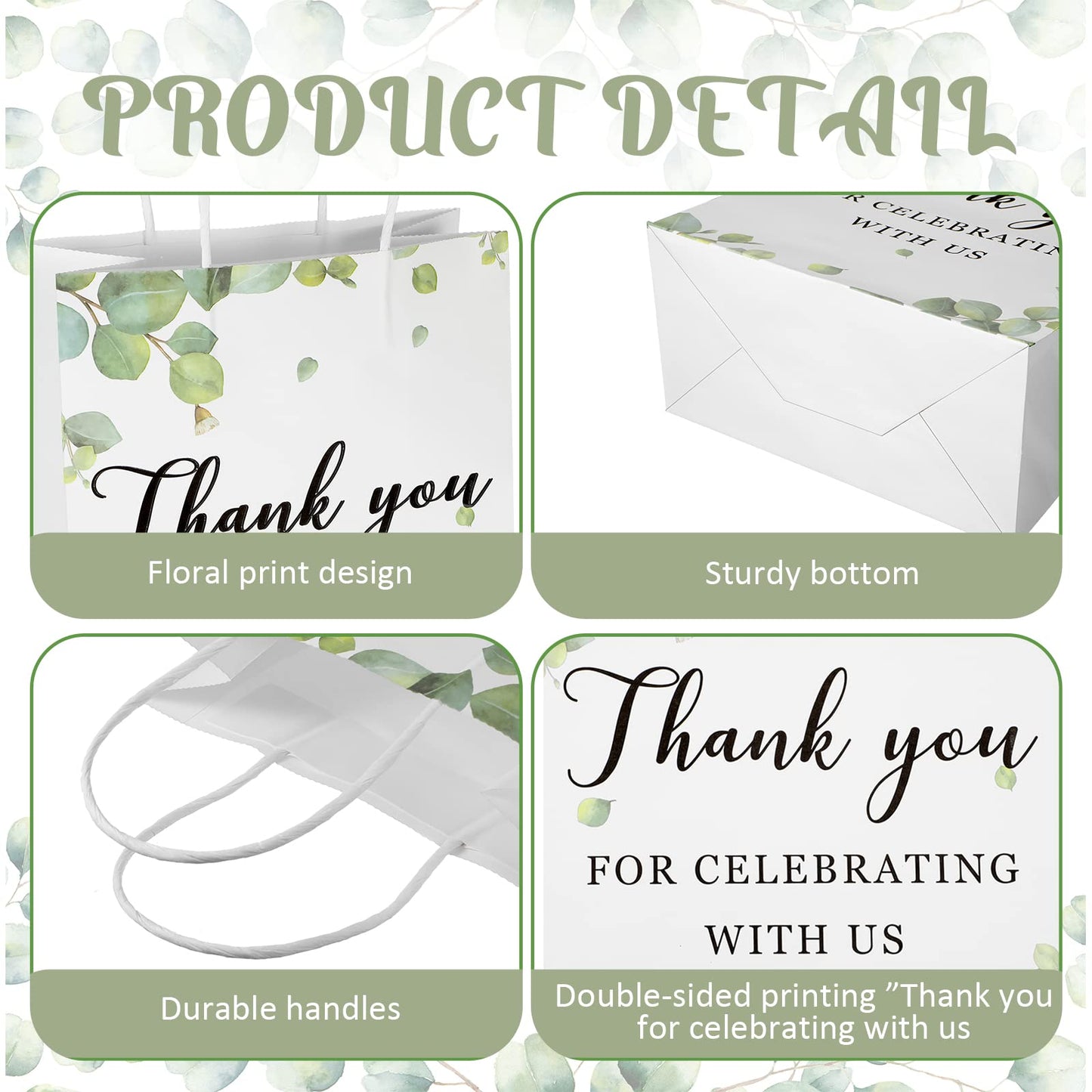 30 Pieces Wedding Welcome Bags Bulk with Handles,Thank You for Celebrating with Us,Wedding Favor Gift Bags for Guests Birthday Baby Shower Favors Supplies,8 x 4 x 10 Inch