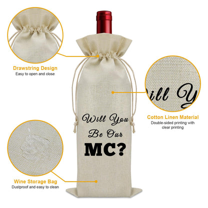Wedding Officiant Proposal Gift Wine Bag Thank You Gifts for Wedding Officiant Wedding Coordinator Gifts for Wedding Day Wine Accessories Gifts for Wine Lovers Wedding Mc Gift Shower Host Gift