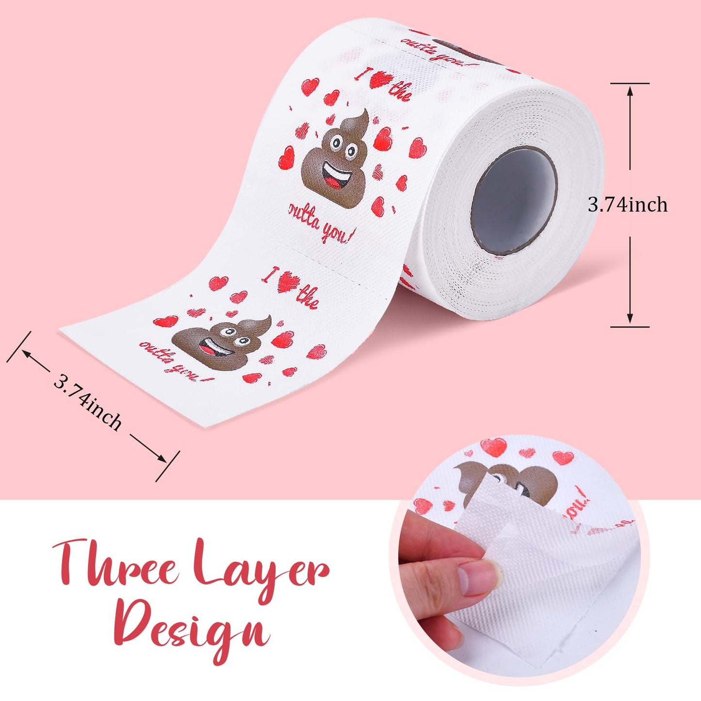 Valentines Day Gifts for Him/Her, Romantic Novelty Gifts Toilet Paper, Funny Gag Gifts for Adults Men Women Boyfriend Girlfriend, Valentines Day Decor for Party Supplies Christmas Stocking Stuffers