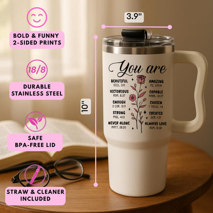 Christian Gifts For Mothers Day - Christian Tumbler 40Oz, Religious Faith Bible Verse Cup, Christian Gifts for Women, Mom, Inspirational Spiritual Jesus Tumblers, Godly Coffee Cups, Biblical-Based