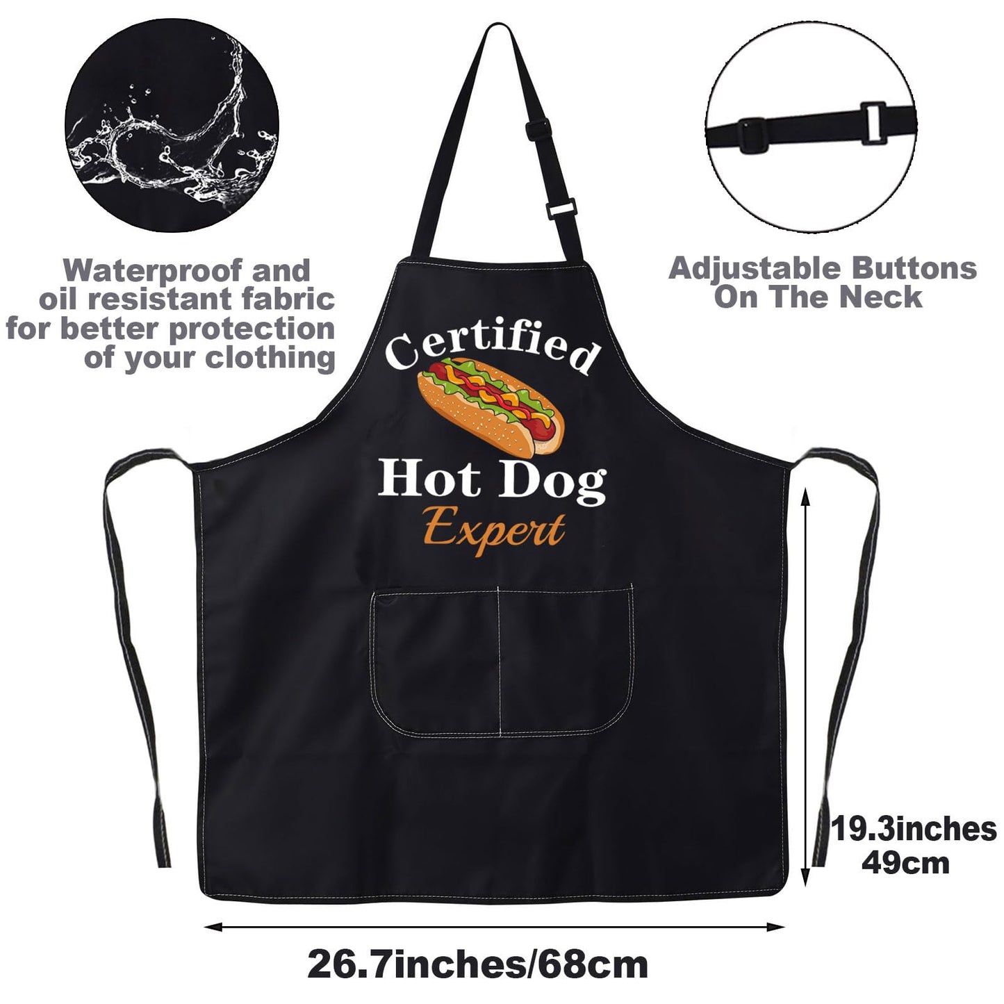 JNIAP Hot Dog Apron With Pockets Hot Dogs Lover Gifts Hot Dogs Chef Apron Fast Food Apron Hot Dog Maker Aprons
