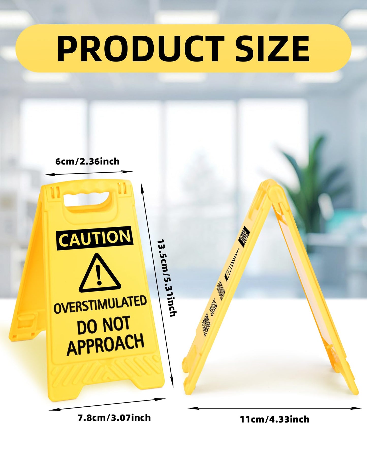 Caution Overstimulated Do Not Approach Office Decor, Funny Desk Sign for Women Coworkers, 2026 Graduation Gag Gifts for Fathers Day, Sarcastic Desk Accessories, Phone Holder with Mirror