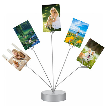 Heart-Shaped Picture Holder Tree, Rund Base Photo Holders for Tables, Gift Card Tree, for Wedding/Party Photo Display, Table Decoration, Shooting Background