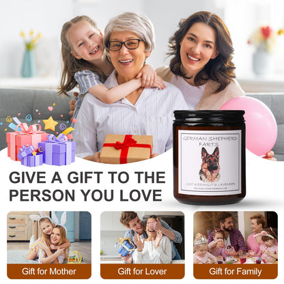German Shepherd Gifts & Decor, German Shepherd Gifts for Women - German Shepherd Farts Candle, Dog Mom Gift, Natural Soy Wax Lavender Scented Candle 7oz