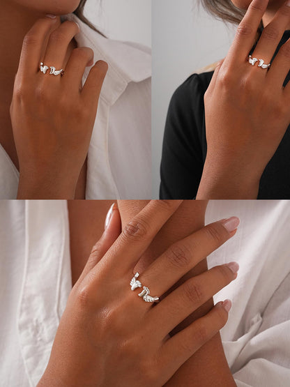 MIFYNN Miscarriage Gifts for Mothers Pregnancy Loss Son or Daughter Ring Mommy of an Angel Wing Ring Silver Mom Feather Rings Mother's Day Gifts